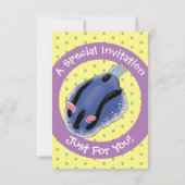 Invitation Caricature de nudibranche bleu mignon (Dos)