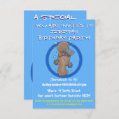 Invitation Caricature de platypus bébé très heureuse (Devant / Derrière)