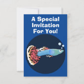 Invitation Caricature de poisson tropical guppy très chic (Dos)
