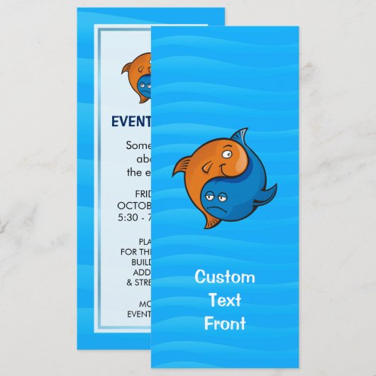 Invitation Caricature de poisson Yin Yang (Devant / Derrière)
