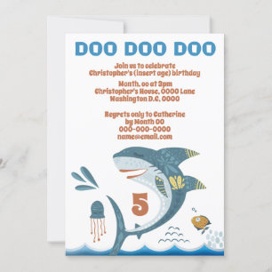 Invitation Caricature de requin mignon DO-IT-YOURSELF fête de