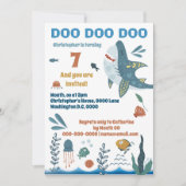 Invitation Caricature de requin mignon illustration âge anniv (Devant)