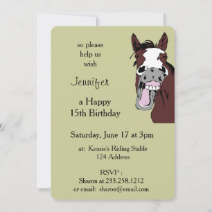 Invitation Caricature de rire Cheval Anniversaire Personnalis