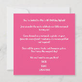 Invitation Caricature de sirène rose et Turquoise du 4e anniv (Dos)