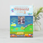 Invitation Caricature de transport Personnaliser Anniversaire (Debout devant)