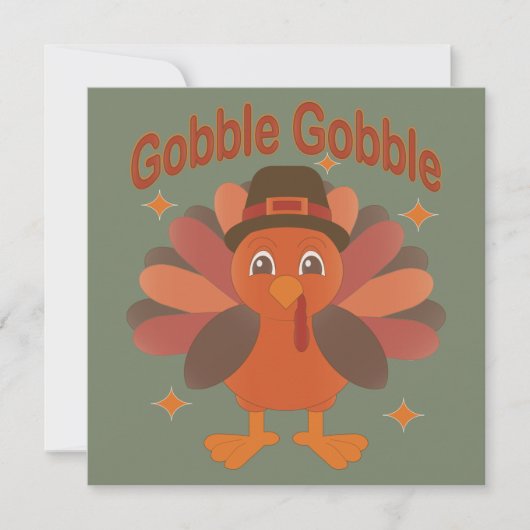 Invitation Caricature de Turquie Thanksgiving - "Gobble Gobbl (Devant)