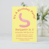 Invitation Caricature de vers de terre rose joli (Debout devant)