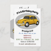 Invitation Caricature de voiture classique (Devant / Derrière)