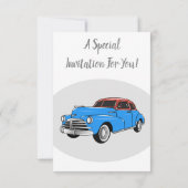 Invitation Caricature de voiture classique 1948 (Dos)