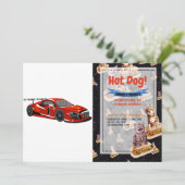 Invitation Caricature de voiture rapide | Course extrême |Cho (Debout devant)