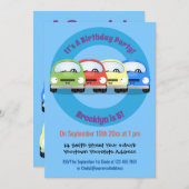 Invitation Caricature de voitures Cute kawaii (Devant / Derrière)