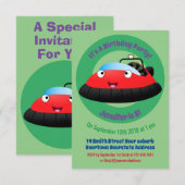 Invitation Caricature d'hovercraft rouge joyeux (Devant / Derrière)