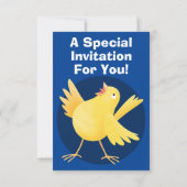 Invitation Caricature d'oiseau canari jaune chantant mignon (Dos)