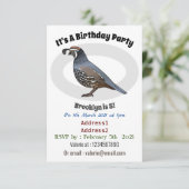 Invitation Caricature d'oiseau de caille de Californie (Debout devant)