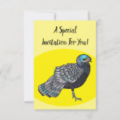 Invitation Caricature d'oiseau de faisan paon de Bornéo (Dos)