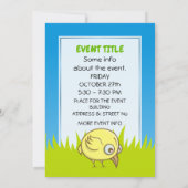 Invitation Caricature d'oiseau jaune (Dos)
