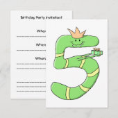 Invitation Caricature du 5e anniversaire, vert. (Devant / Derrière)