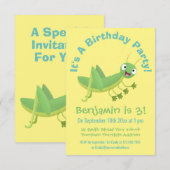 Invitation Caricature d'une pâtisserie joyeux verte (Devant / Derrière)