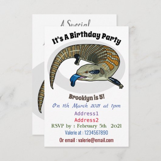 Invitation Caricature en bleu (Devant / Derrière)