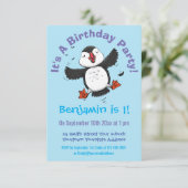 Invitation Caricature en bleu bouffin joyeux (Debout devant)