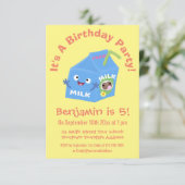 Invitation Caricature en carton de lait joyeux (Debout devant)