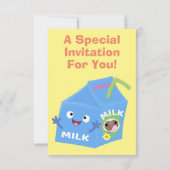 Invitation Caricature en carton de lait joyeux (Dos)