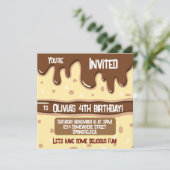 Invitation Caricature en tranches de gâteau fête anniversaire (Debout devant)