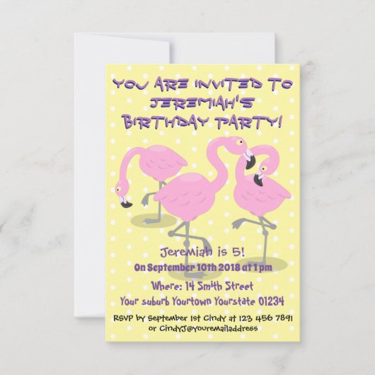 Invitation Caricature en trio flamand rose mou (Devant)