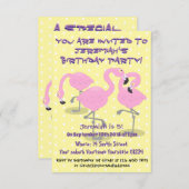 Invitation Caricature en trio flamand rose mou (Devant / Derrière)