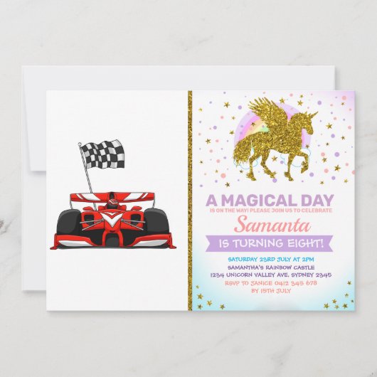 Invitation Caricature extrême de la voiture de course |Choisi (Devant)