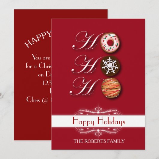 Invitation Caricature HoHoHo Cookies de Noël Joyeux vacances (Devant / Derrière)
