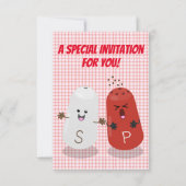 Invitation Caricature joli kawaii sel et poivre (Dos)