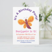 Invitation Caricature joli papillon orange (Debout devant)