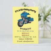 Invitation Caricature joyeux bleu moto (Debout devant)