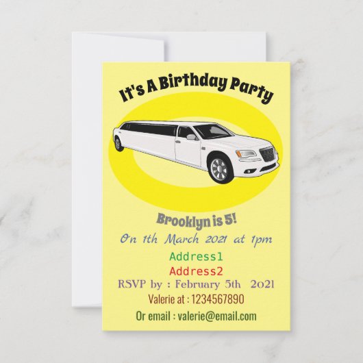 Invitation Caricature limousine (Devant)