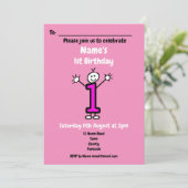 Invitation Caricature mignonne Bébé Fille Premier Anniversair (Debout devant)