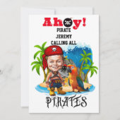 Invitation Caricature mignonne pour enfants pirate sur l'île (Devant)