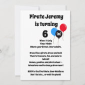 Invitation Caricature mignonne pour enfants pirate sur l'île (Dos)