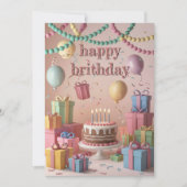 Invitation Caricature mignonne scène de fête d'anniversaire (Devant)