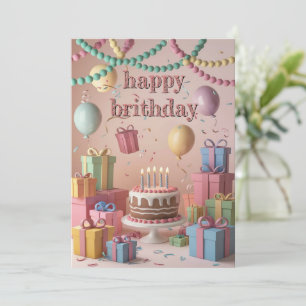 Invitation Caricature mignonne scène de fête d'anniversaire