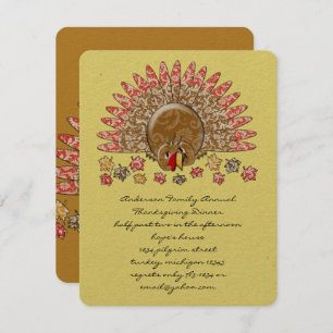Invitation Caricature mignonne Thanksgiving Turquie