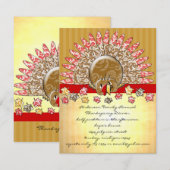 Invitation Caricature mignonne Thanksgiving Turquie (Devant / Derrière)