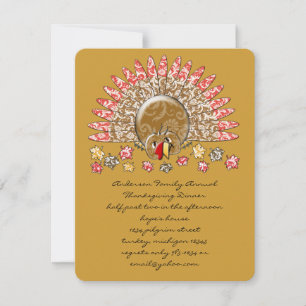Invitation Caricature mignonne Thanksgiving Turquie