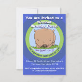 Invitation Caricature mignonne wombat 2 ans d'anniversaire in (Devant)