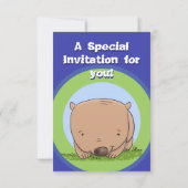 Invitation Caricature mignonne wombat 2 ans d'anniversaire in (Dos)