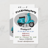 Invitation Caricature moto mopée mûre illustration (Devant / Derrière)