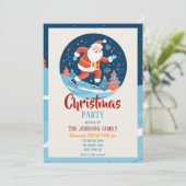 Invitation Caricature Noël Père Noël Patinage sur glace (Debout devant)