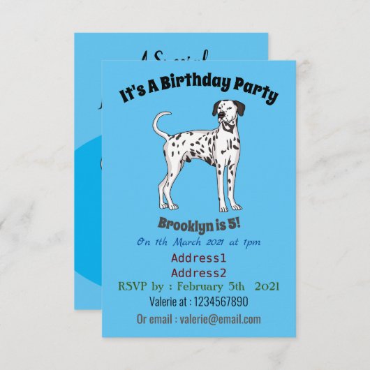 Invitation Caricature pour chien dalmate (Devant / Derrière)