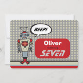 Invitation Caricature Rétro Robot Cute Kids Boy Anniversaire (Devant)