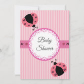 Invitation Caricature rose mignon baby shower ladybug (Dos)
